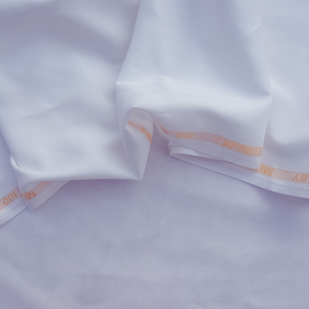 White | Cotton | Men Unstitched Suit