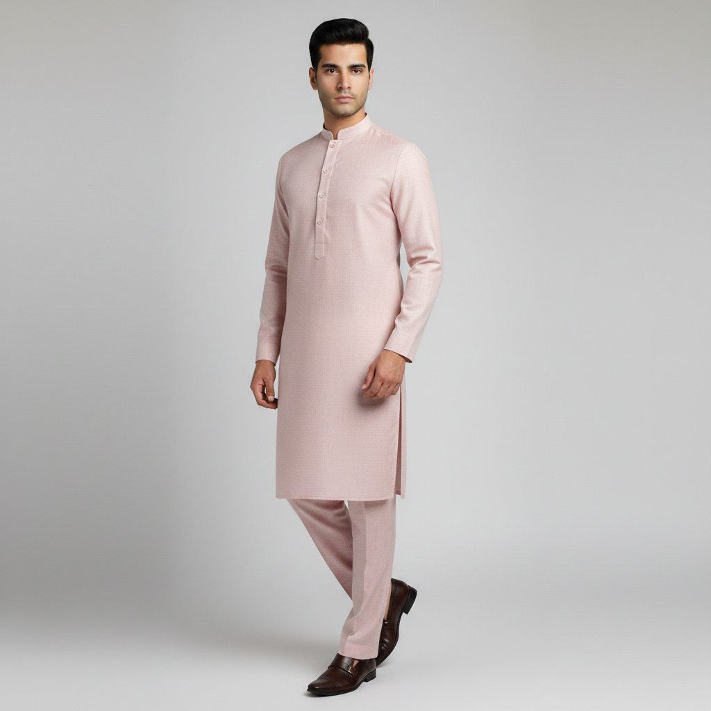 Tea Pink Color | Men Unstitched Suit