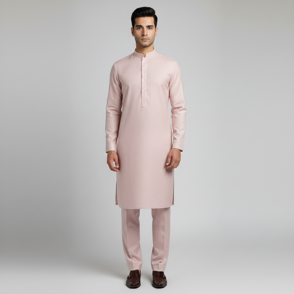 Tea Pink Color | Men Unstitched Suit